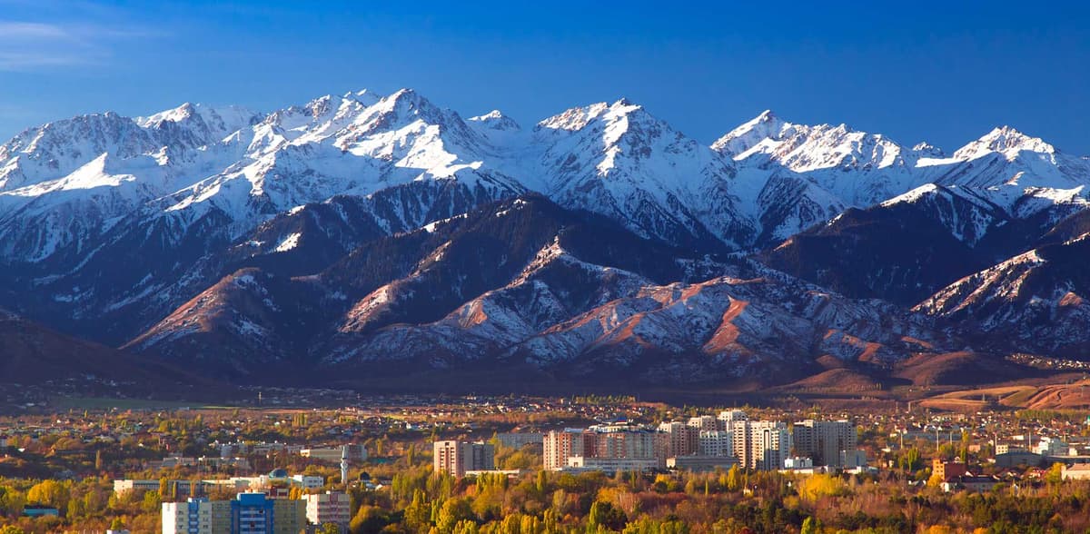 Almaty mountains and cityscape